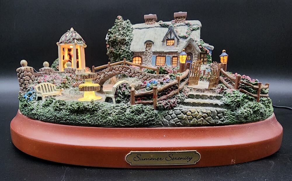Thomas Kinkade Summer Serenity Masterpiece Village Lighted Sculpture A0083 COA